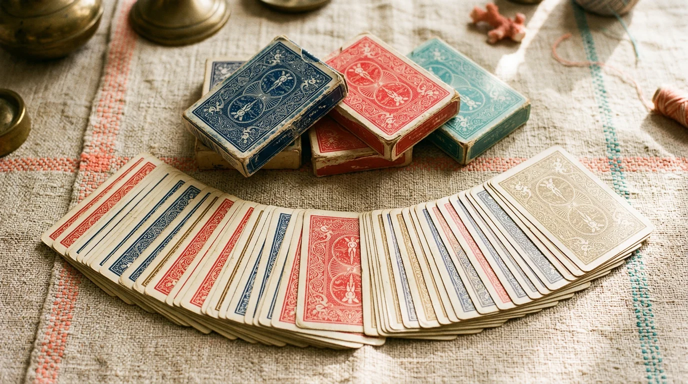 Vintage tuck boxes on linen