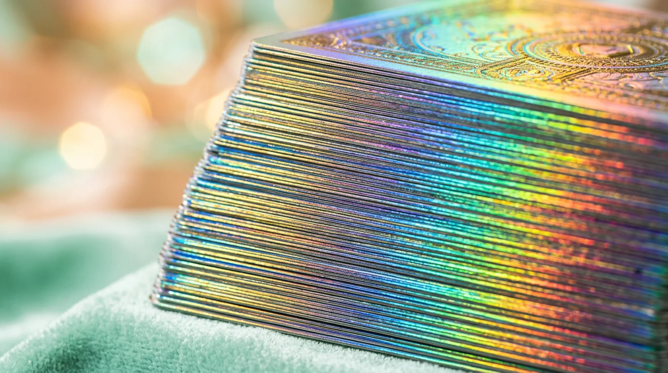 Macro of holographic card edges